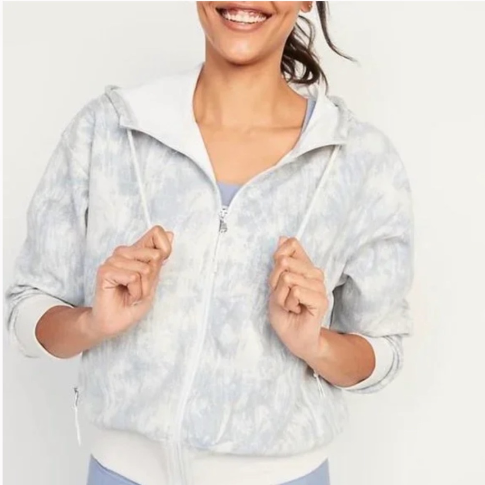 NWOT Old Navy Dynamic Fleece Zip Up Hoodie - White Tie Dye